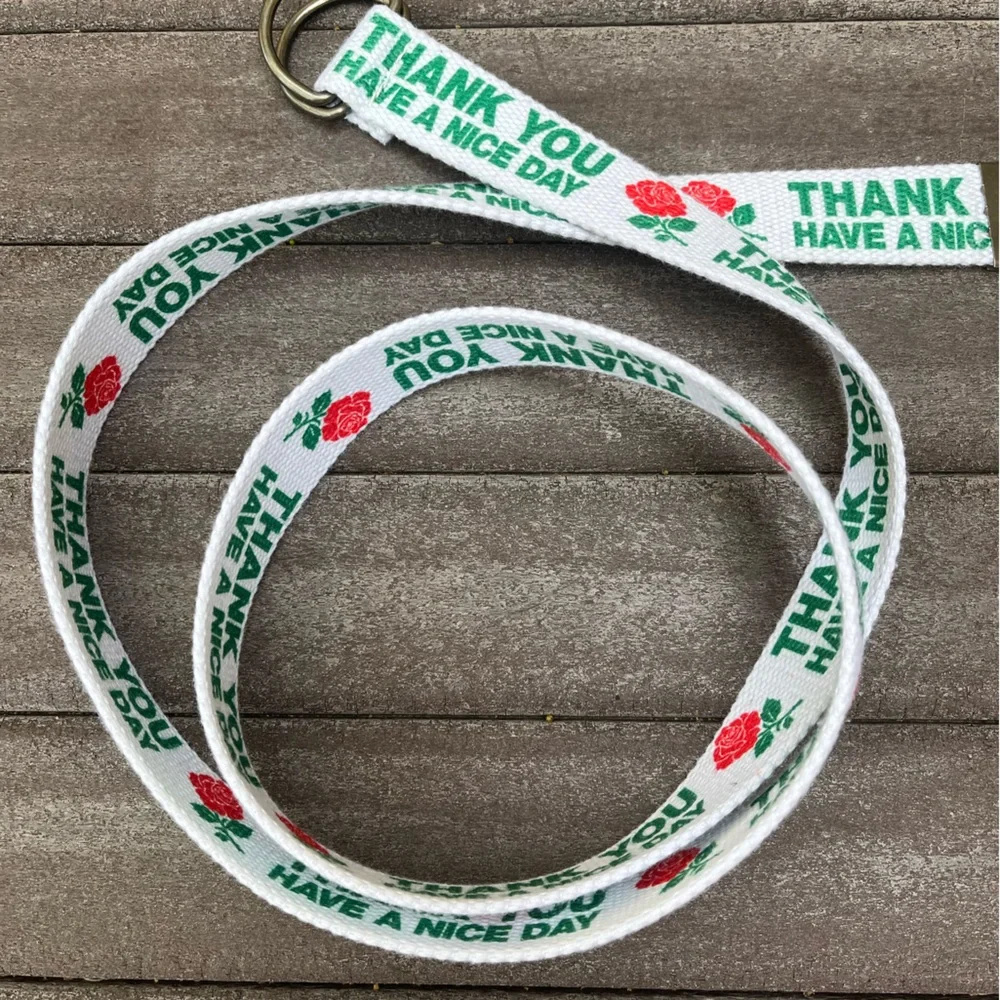 ChinaTown Market Adjustable Belt White Nylon Thank You Have A Nice Day - Picture 2 of 4